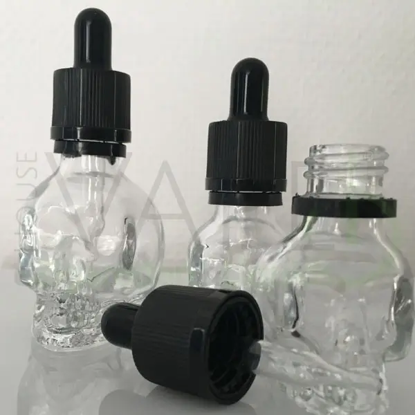 Glasflasche Skull für Liquid von eZigaretten