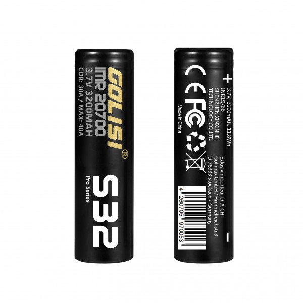 Golisi S32 Batterie ♥ 20700 ✔ 3200mAh ✔ 40A ✔ Hochleistungsakku (High Drain) ✔